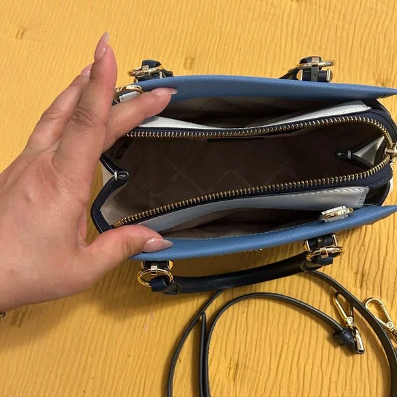 Michael Kors small Marilyn Saffiano Satchel - Dark Chambray multi - Picture 8 of 10